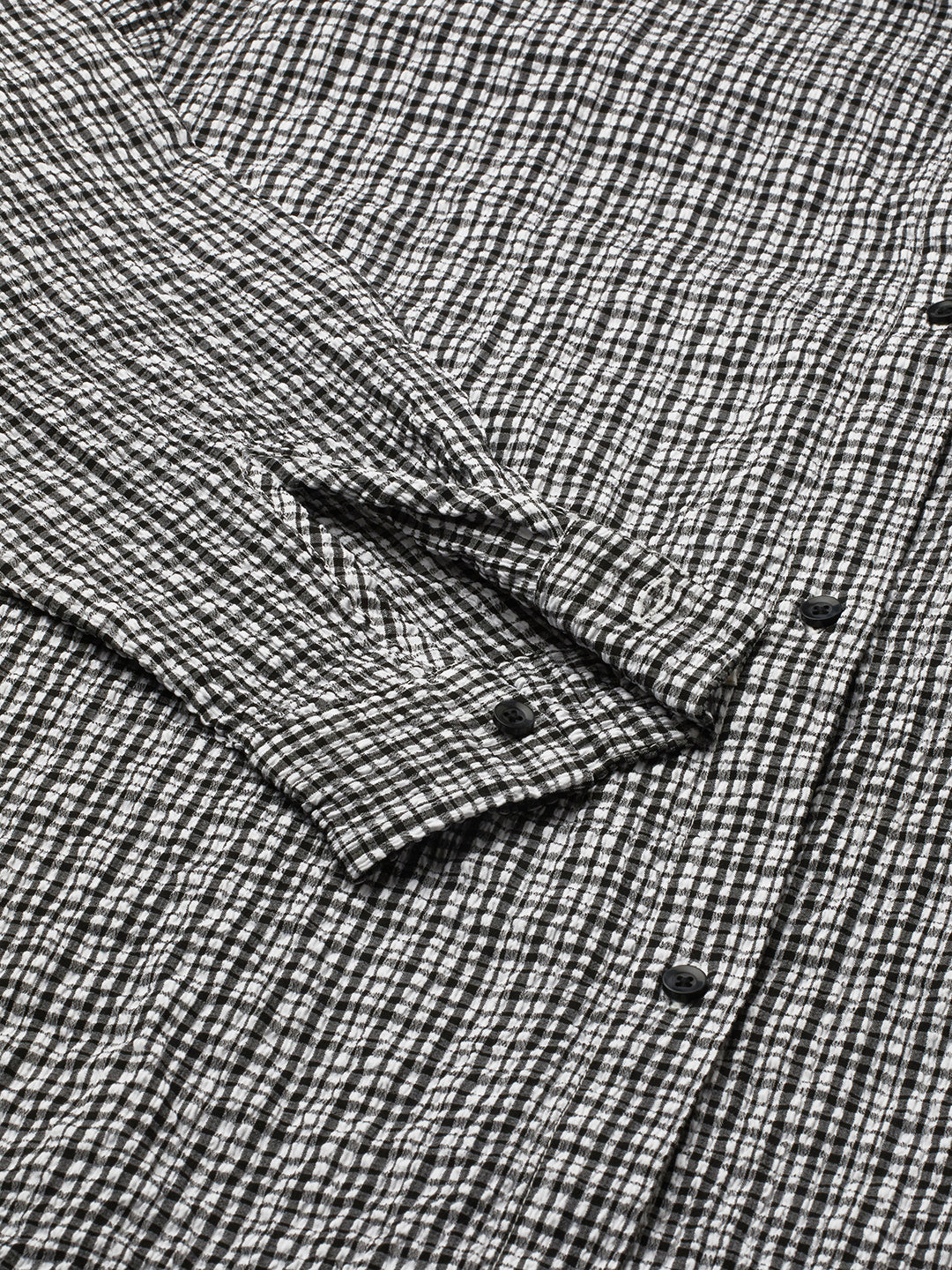 Black & White Tiny Checkered Seersucker Oversized Shirt