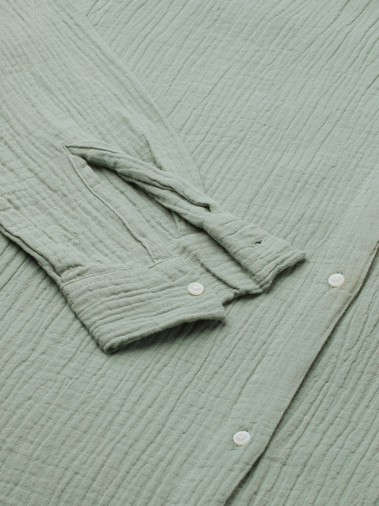 Seafoam Green Solid Doublecloth Oversized Shirt