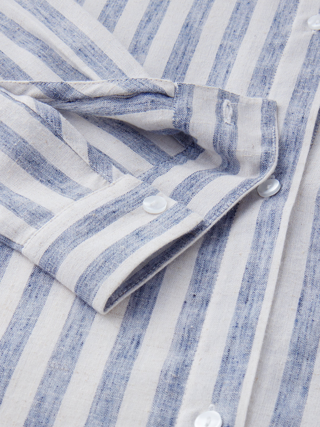 Cream and Blue Balanced Stripe Oversized Shirt