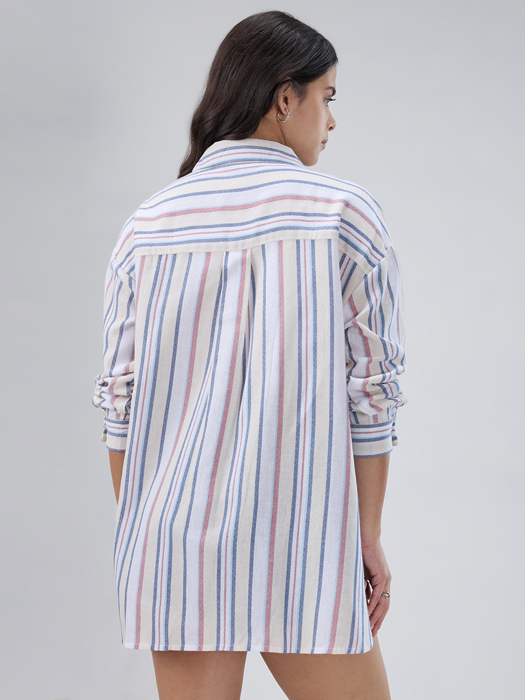 Multicolor Vertical Striped Oversized Shirt