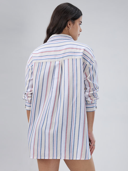 Multicolor Vertical Striped Oversized Shirt