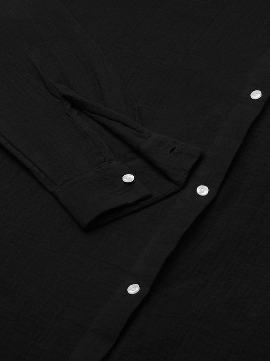 Midnight Black Double Cloth Oversized Shirt