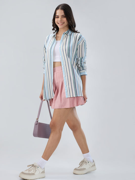 Multicolor Striped Oversized Shirt