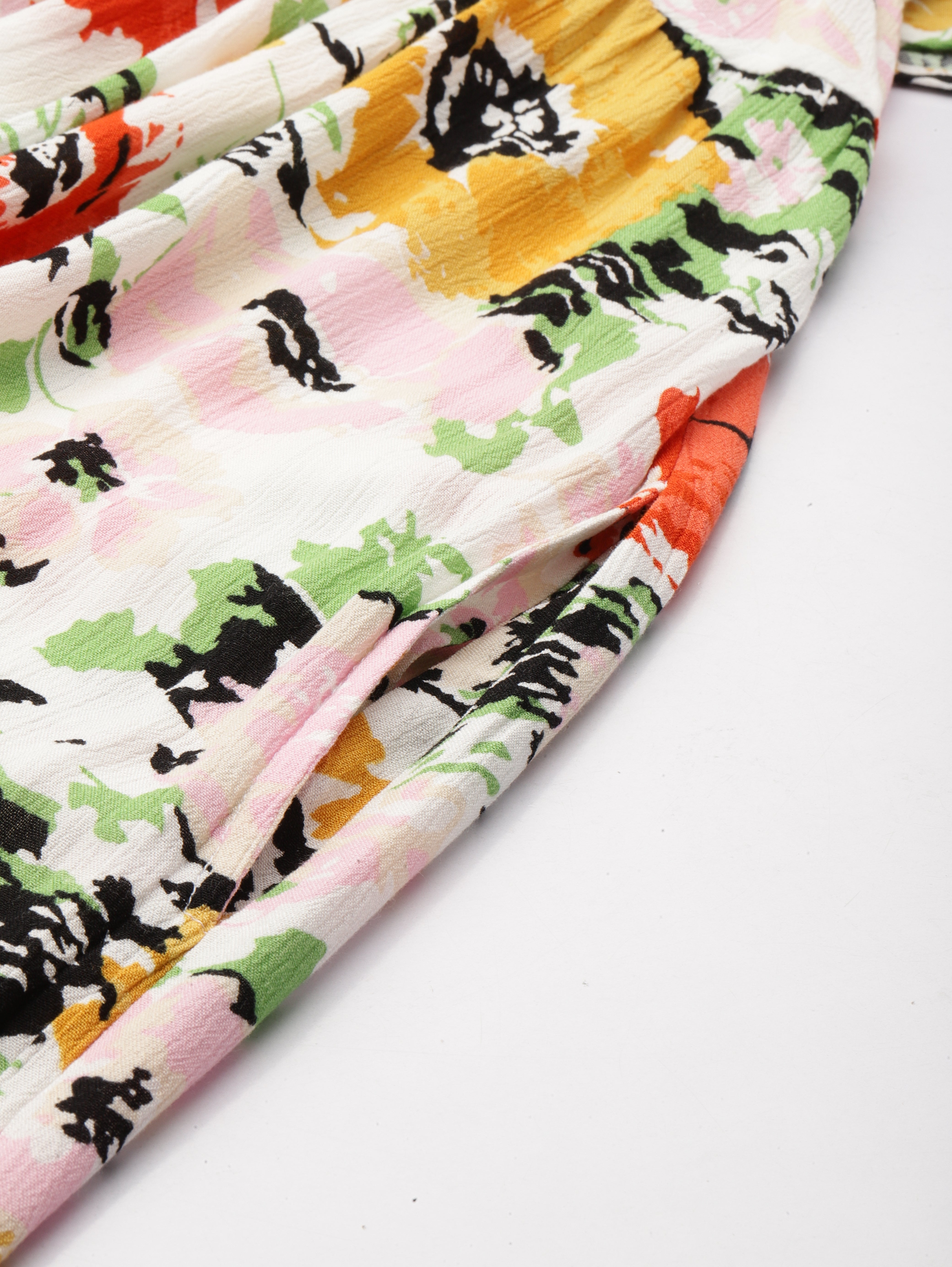Artistic Multicolor Floral Printed Crepe Maternity Dress