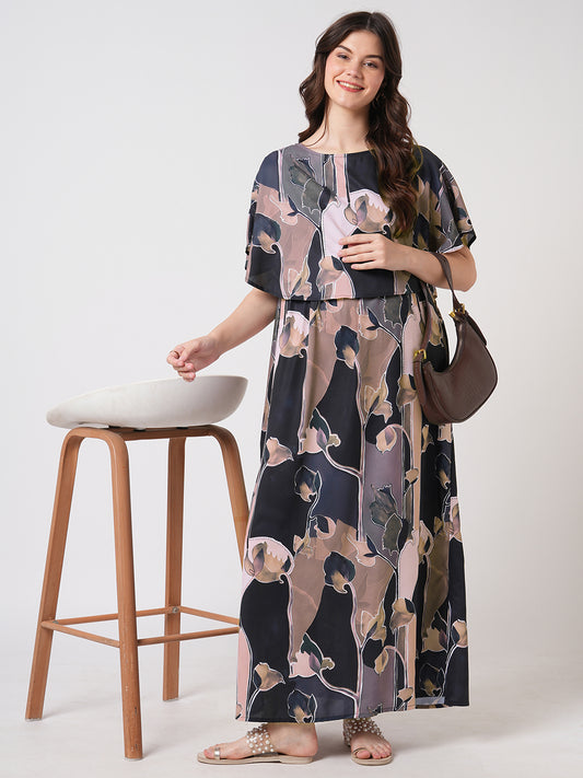 Multicolor Abstract Printed Maternity Dress