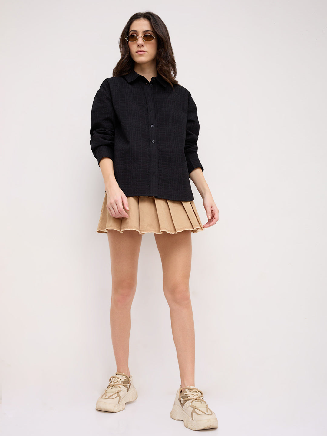 Onyx Black Contemporary Oversized Shirt