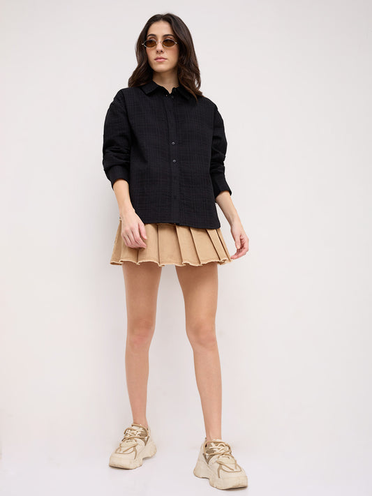 Onyx Black Contemporary Oversized Shirt