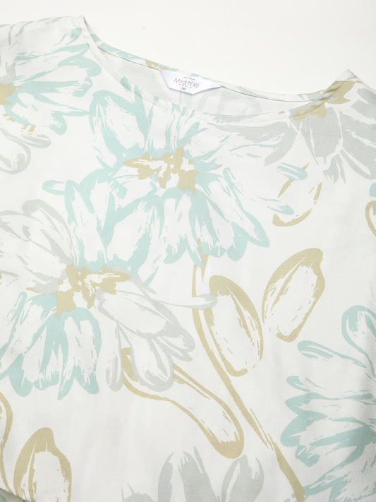 Soft White Floral Printed Maternity Dress