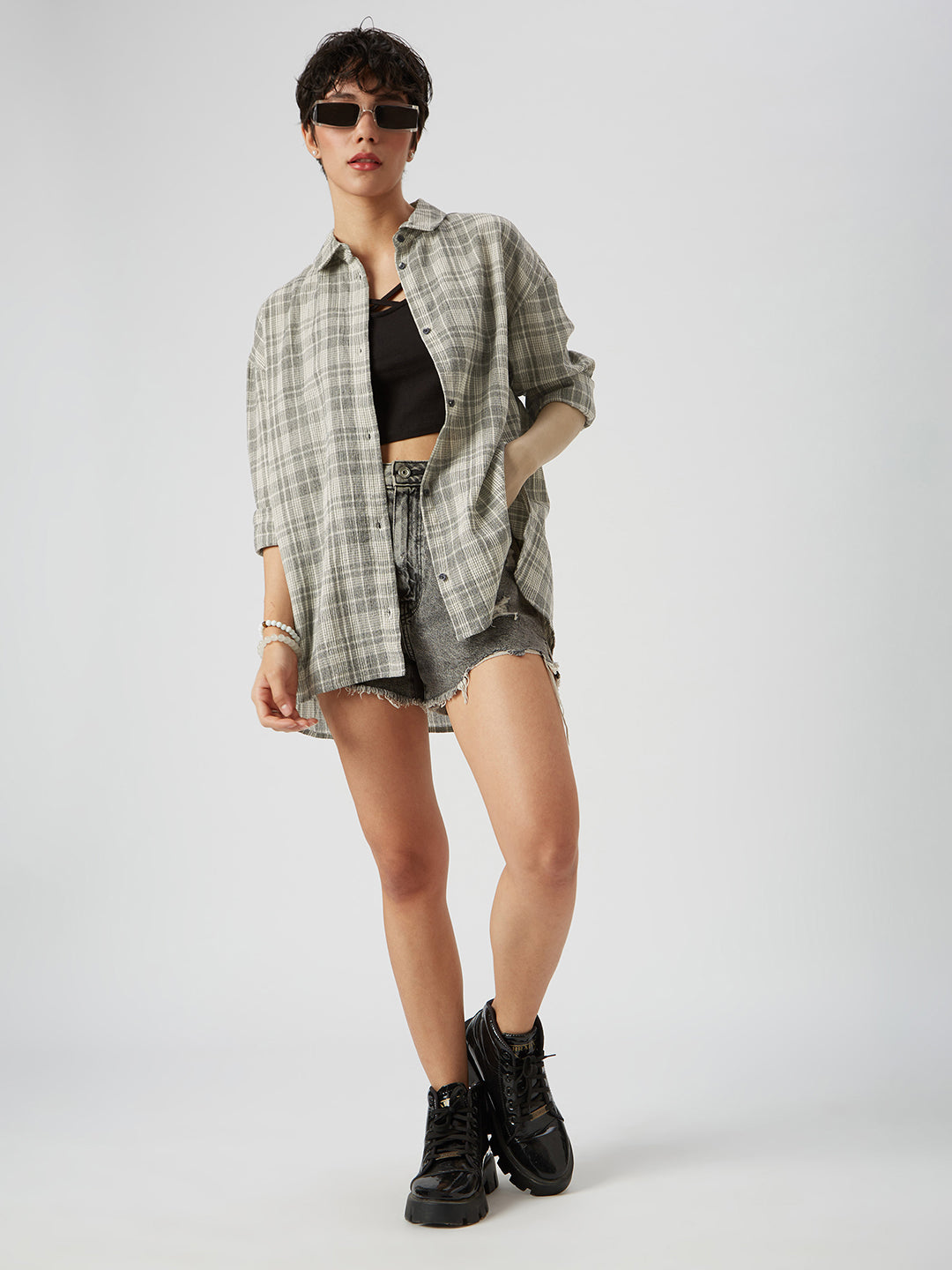 Multicolor Checkered Oversized Shirt