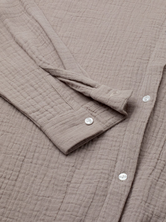 Almond Beige Double Cloth Oversized Shirt