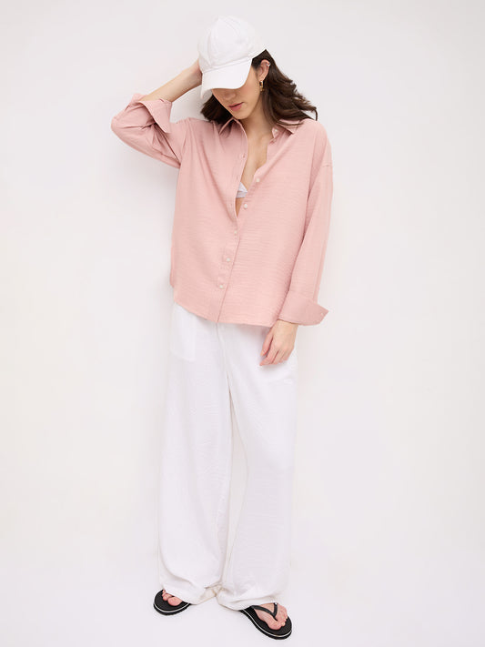 Soft Dusty Pink Contemporary Oversized Shirt