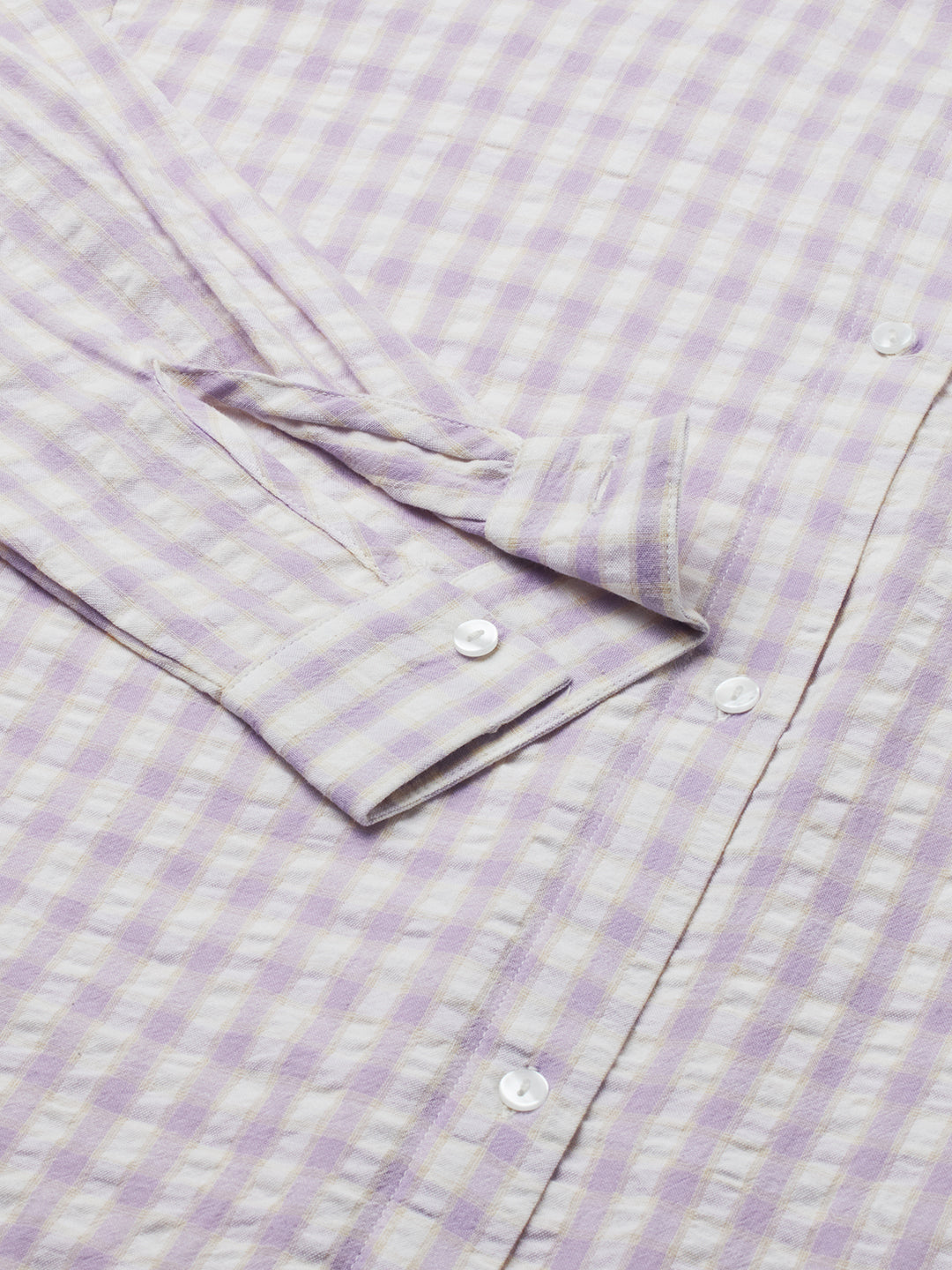 White & Lavendar Gingham Checks Oversized Shirt