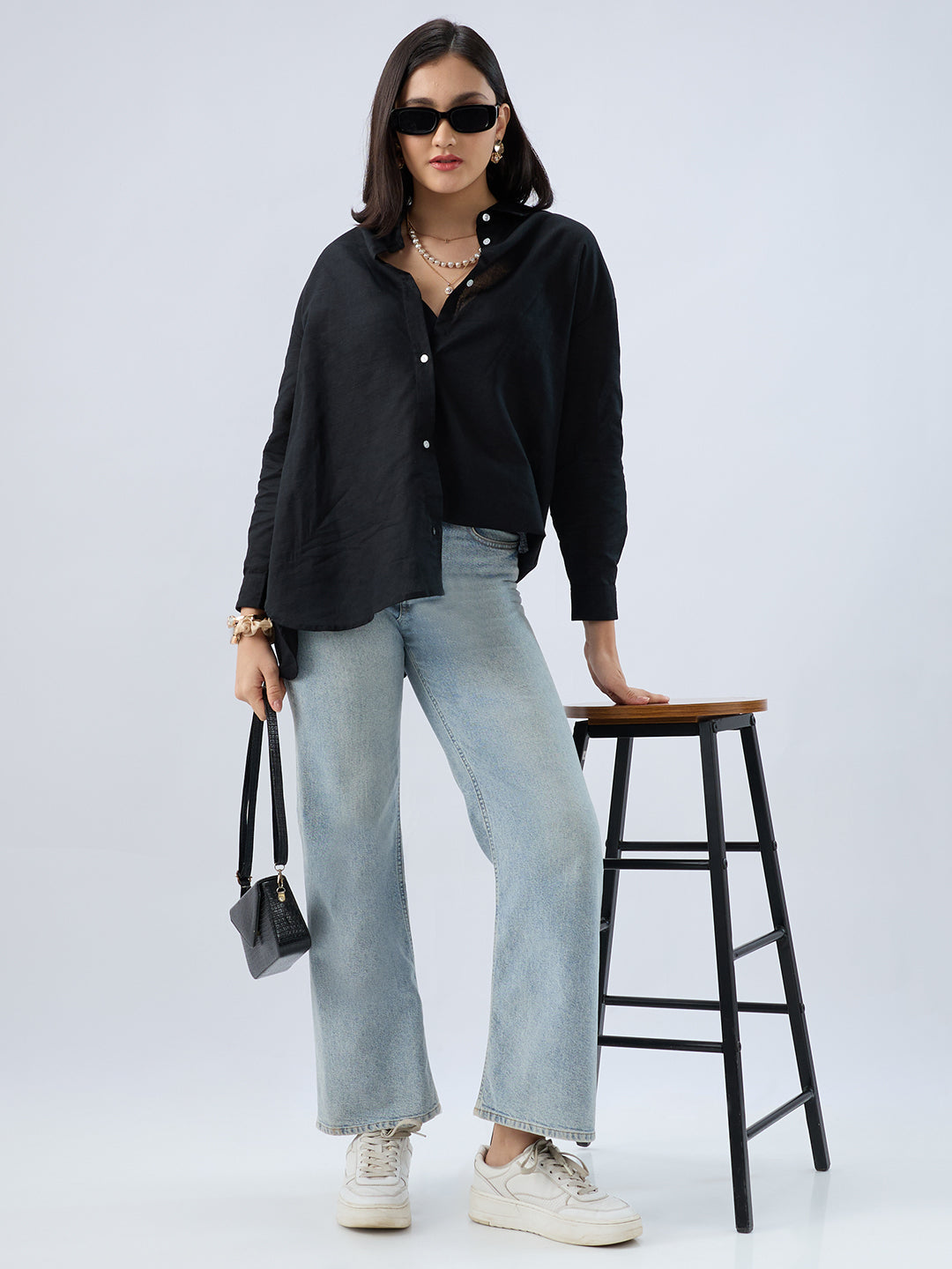 Obsidian Black Linen Oversized Shirt