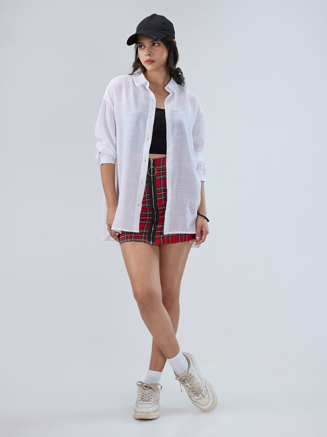 Pearl White Crinkled Oversized Shirt