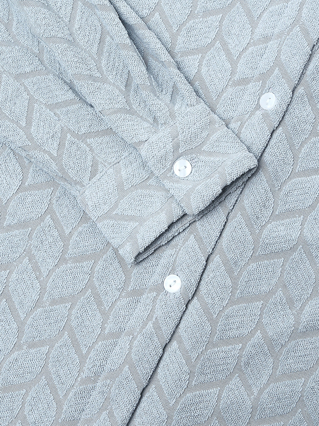 Glacier Grey Leaf Embossed Oversized Shirt