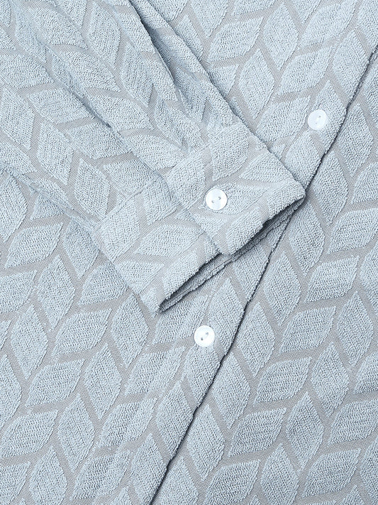 Glacier Grey Leaf Embossed Oversized Shirt