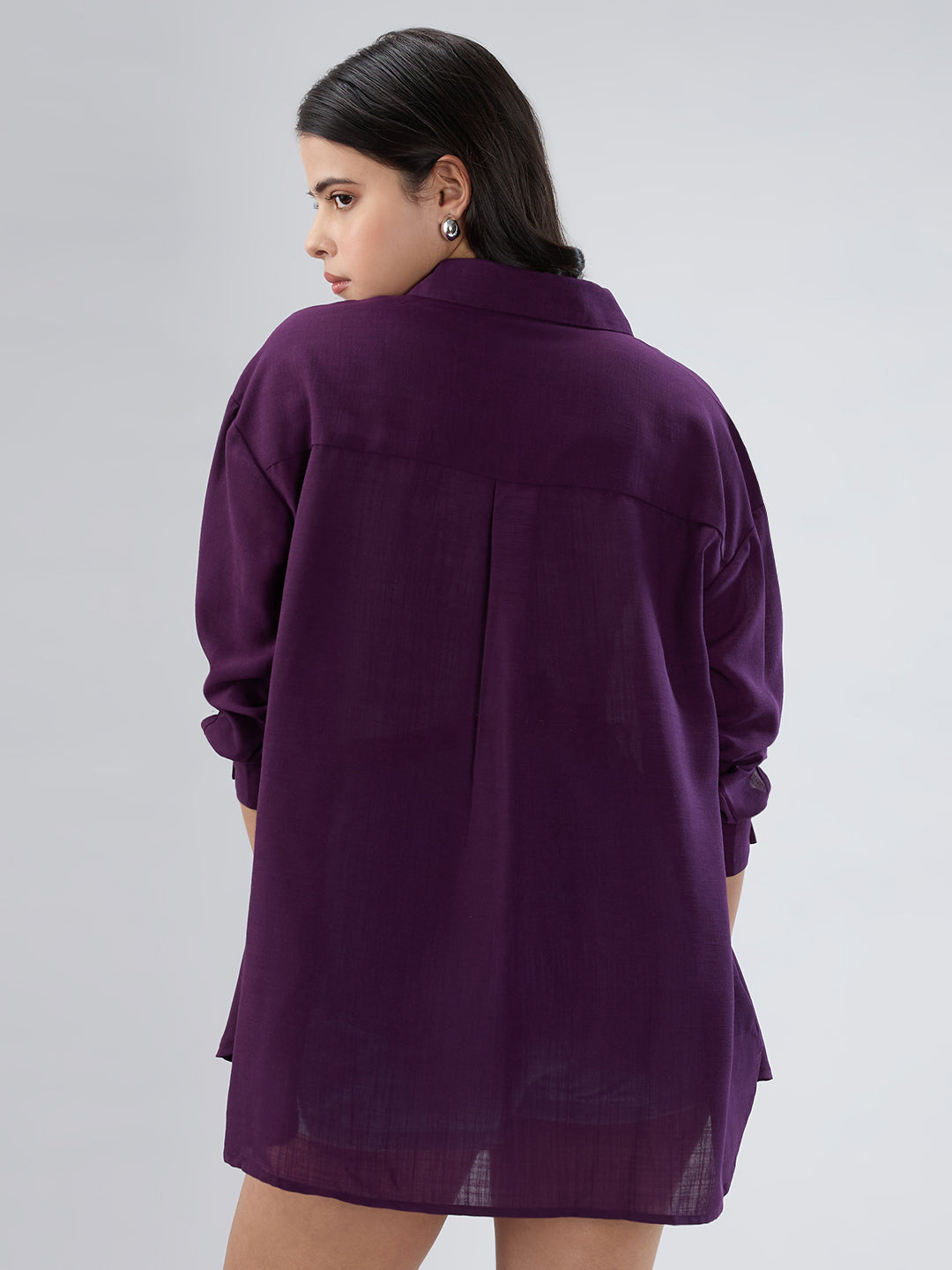 Solid Wine Oversized Shirt