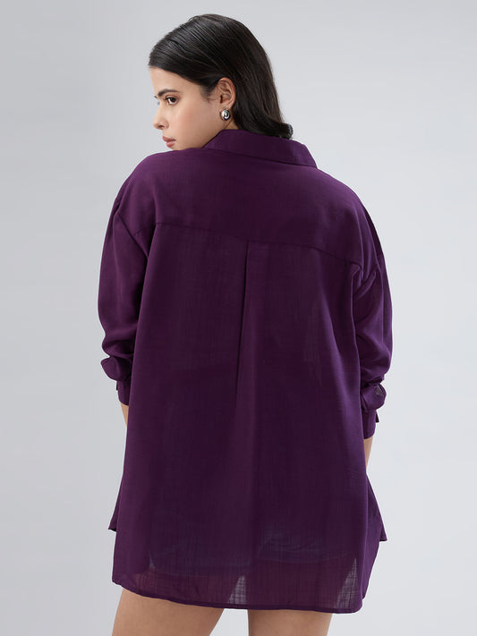 Solid Wine Oversized Shirt