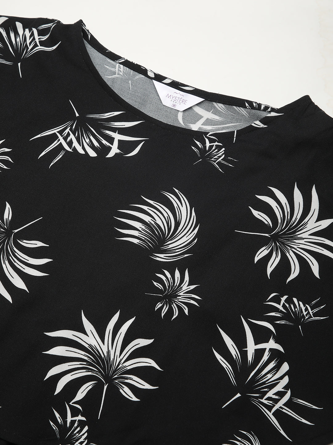Black Leafy Printed Comfy Maternity Dress