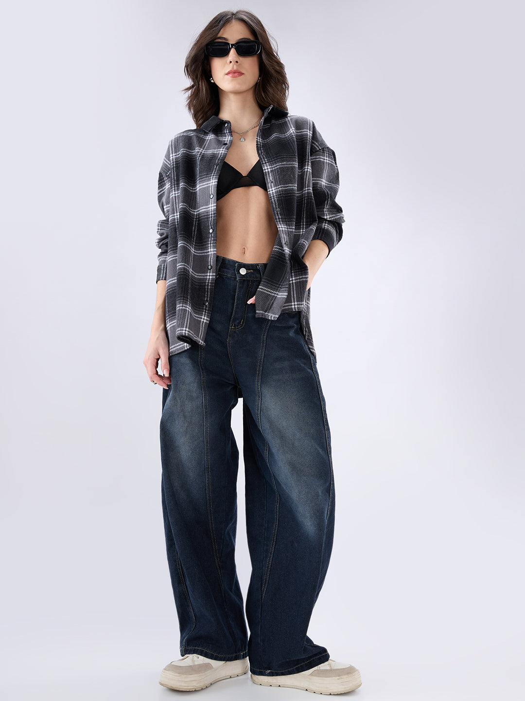 Black & White Checked Oversized Shirt