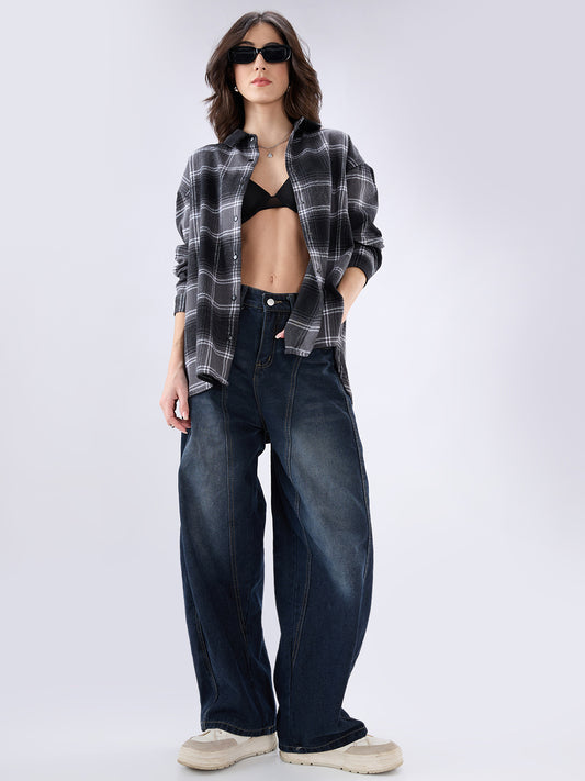 Black & White Checked Oversized Shirt