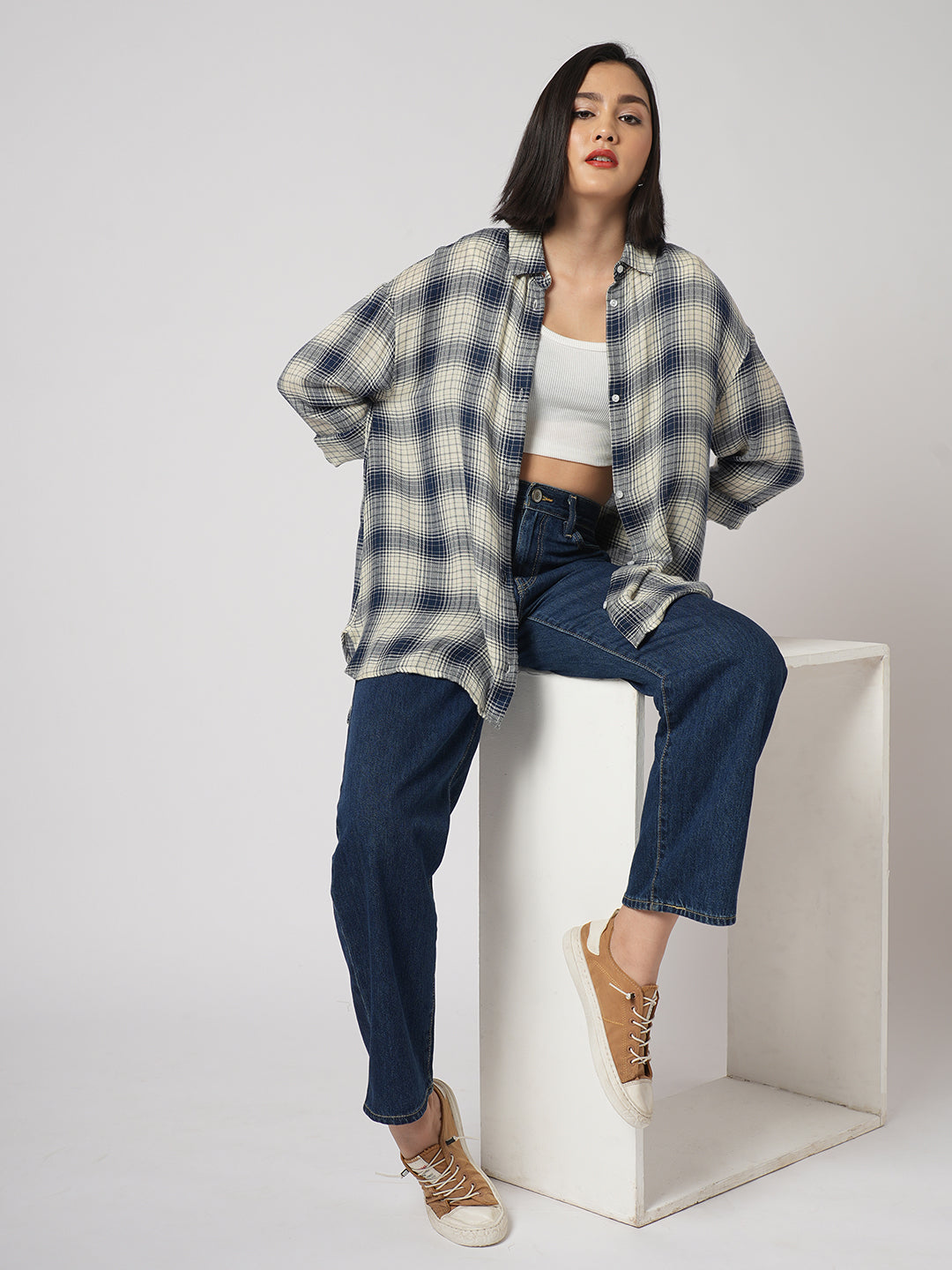 Multicolor Tiny Checkered Oversized Shirt