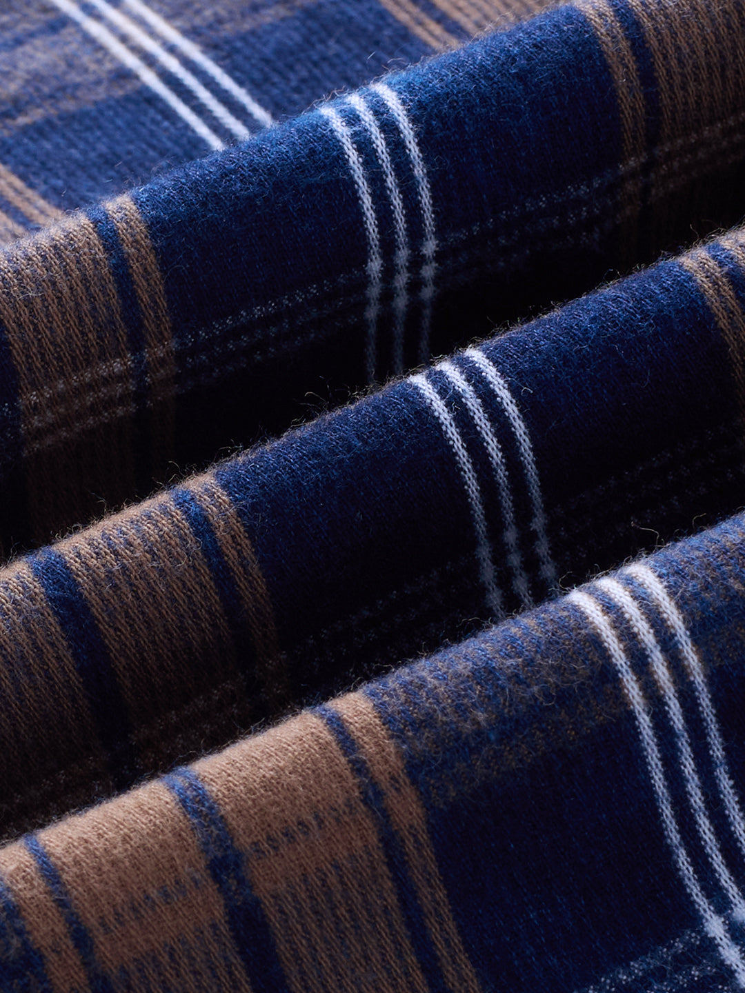Navy & Brown Tartan Checked Corduroy Oversized Shirt