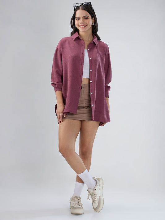 Turkish Rose Pink Crepe Oversized Shirt