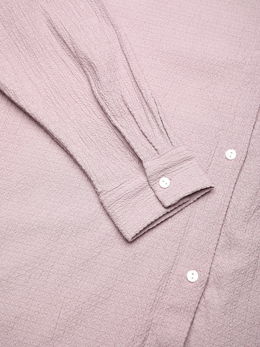 Lilac Jacquard Crinkled Oversized Shirt