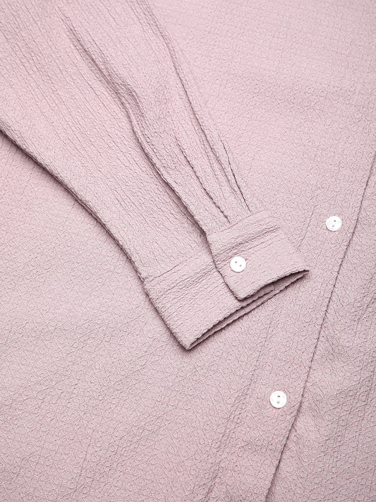 Lilac Jacquard Crinkled Oversized Shirt