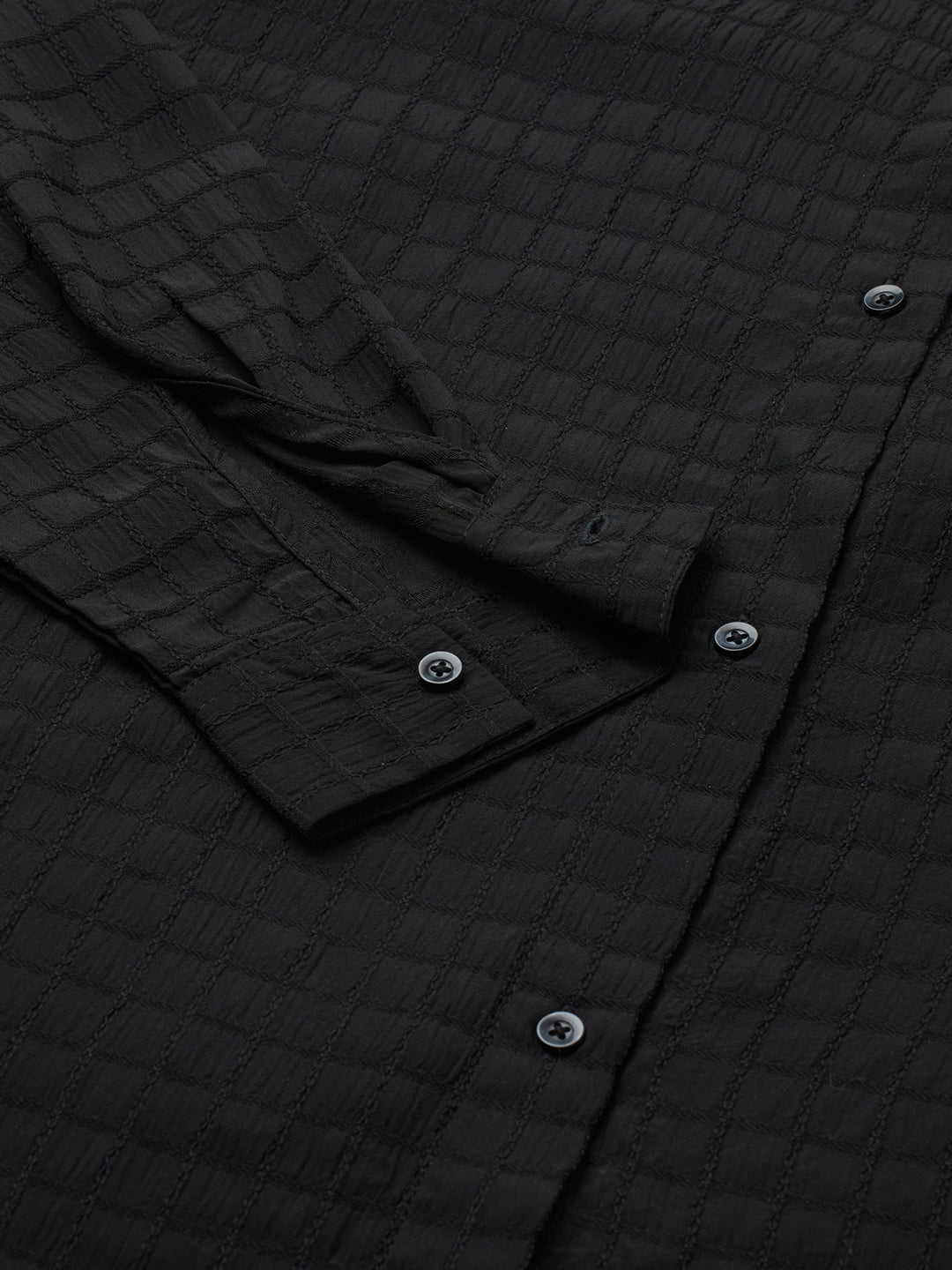Black Matrix Checks Oversized Shirt