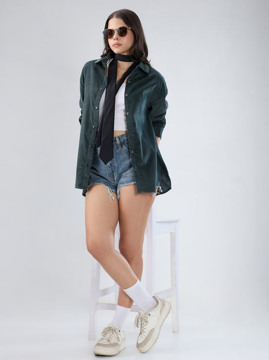 Forest Green Corduroy Oversized Shirt