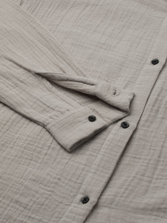 Bone Beige Double Cloth Oversized Shirt