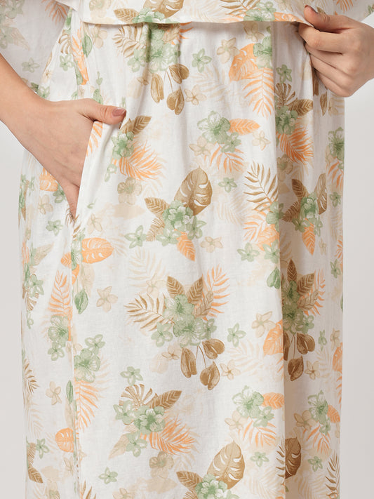Botanical Bloom Aesthetic Printed Maternity Dress