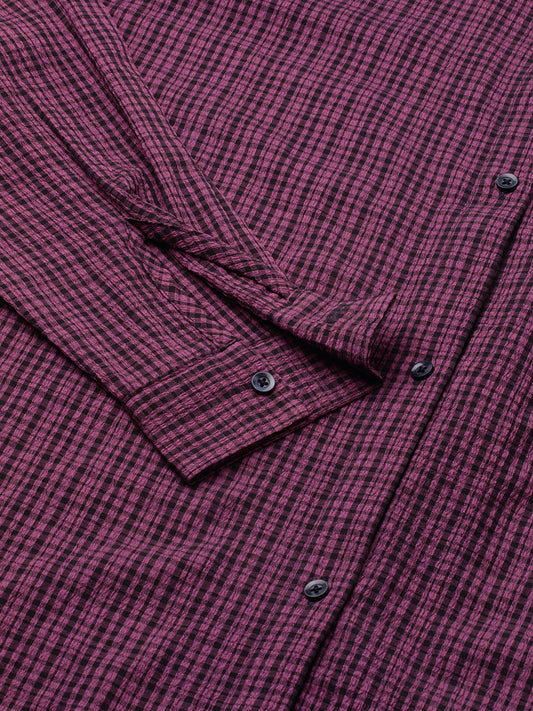 Pinkish Brown Vintage Mini Checks Oversized Shirt