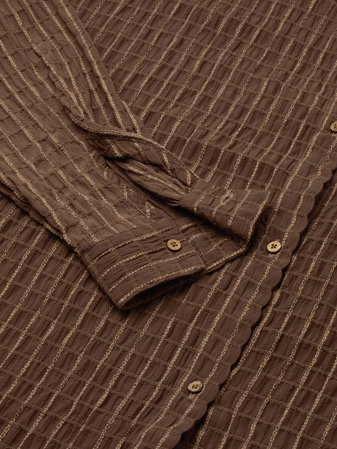 Chamoisee Brown Matrix Checks Oversized Shirt