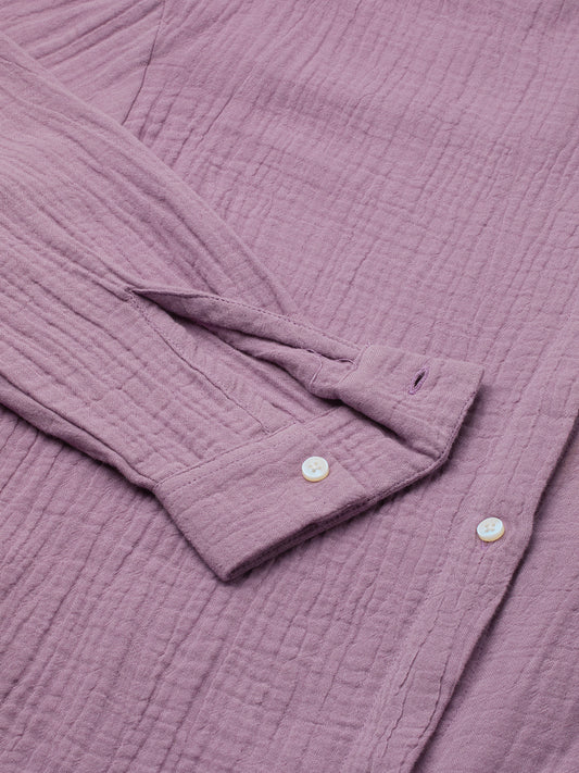 Solid Lavender Double Cloth Oversized Shirt