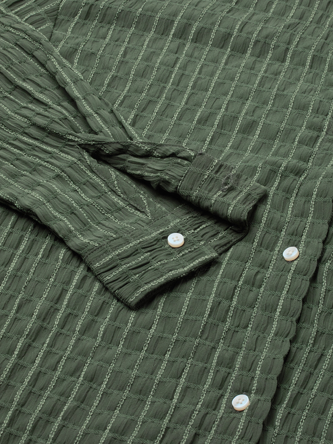Moss Green Matrix Checks Oversized Shirt