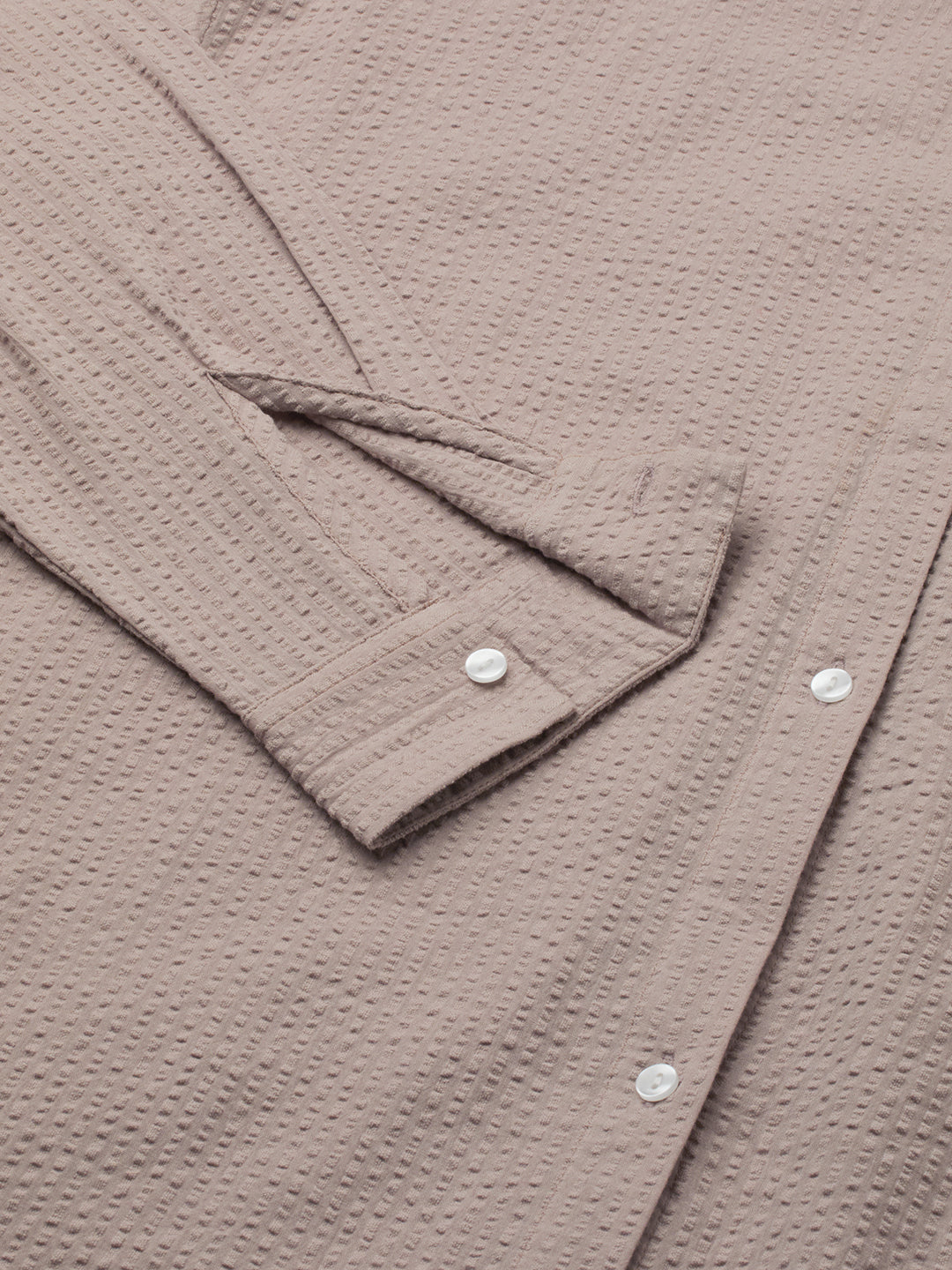 Light Taupe Brown Seersucker Oversized Shirt