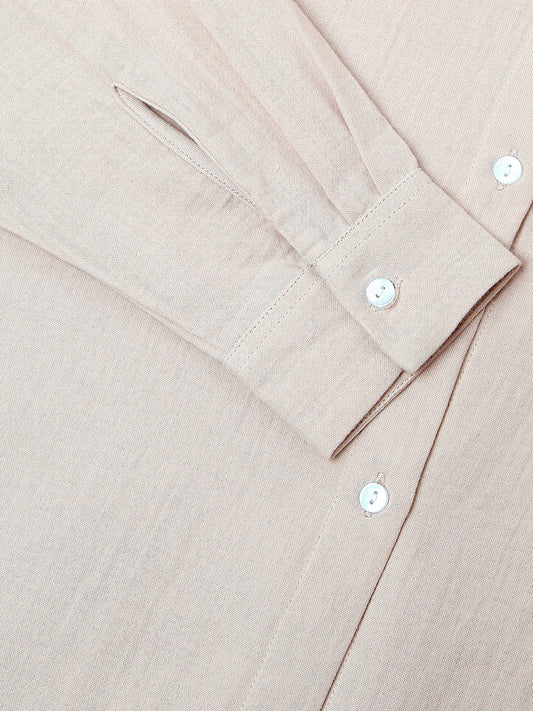 Stone Beige Double Cloth Oversized Shirt
