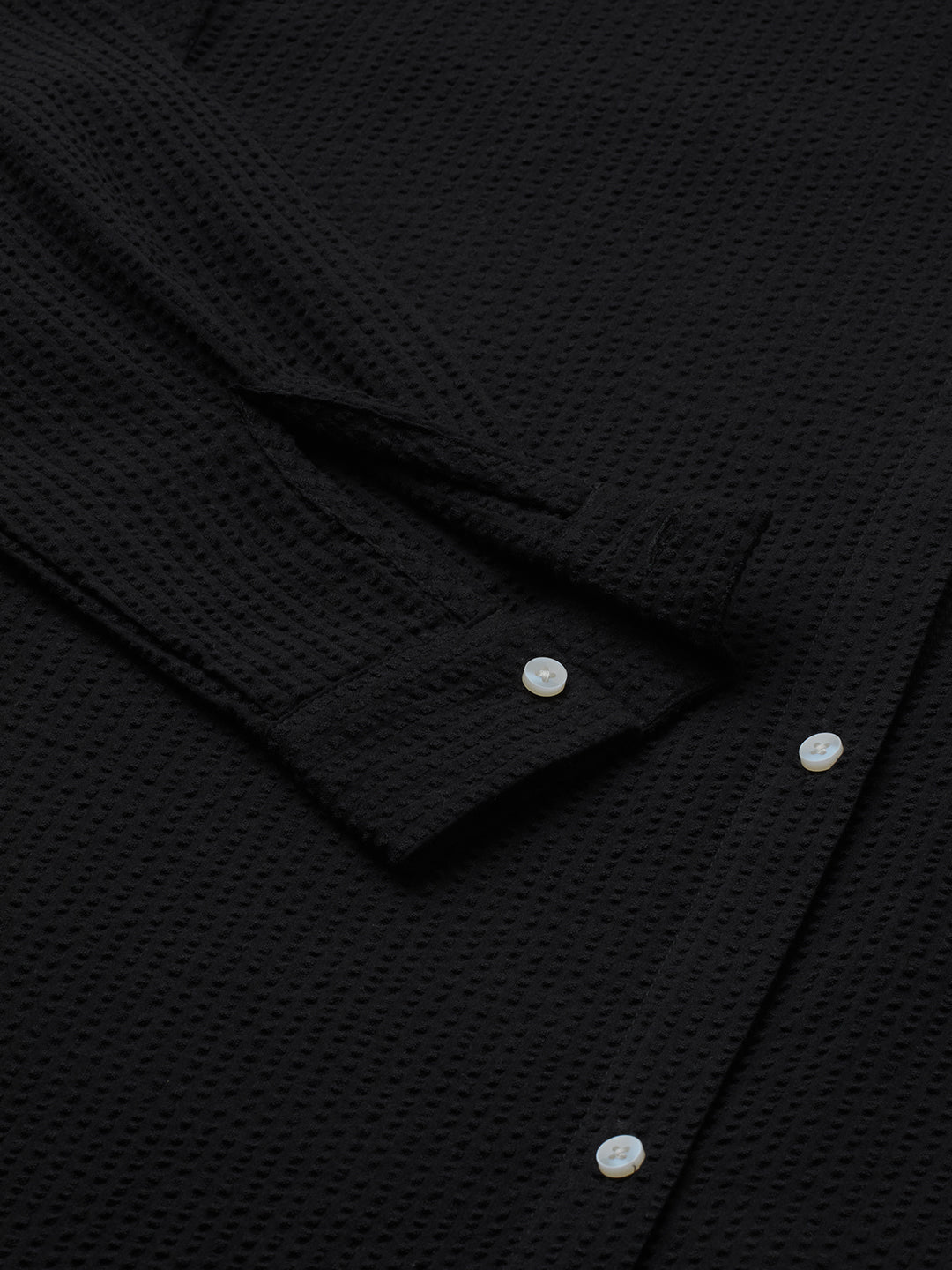 Classic Black Seersucker Oversized Shirt