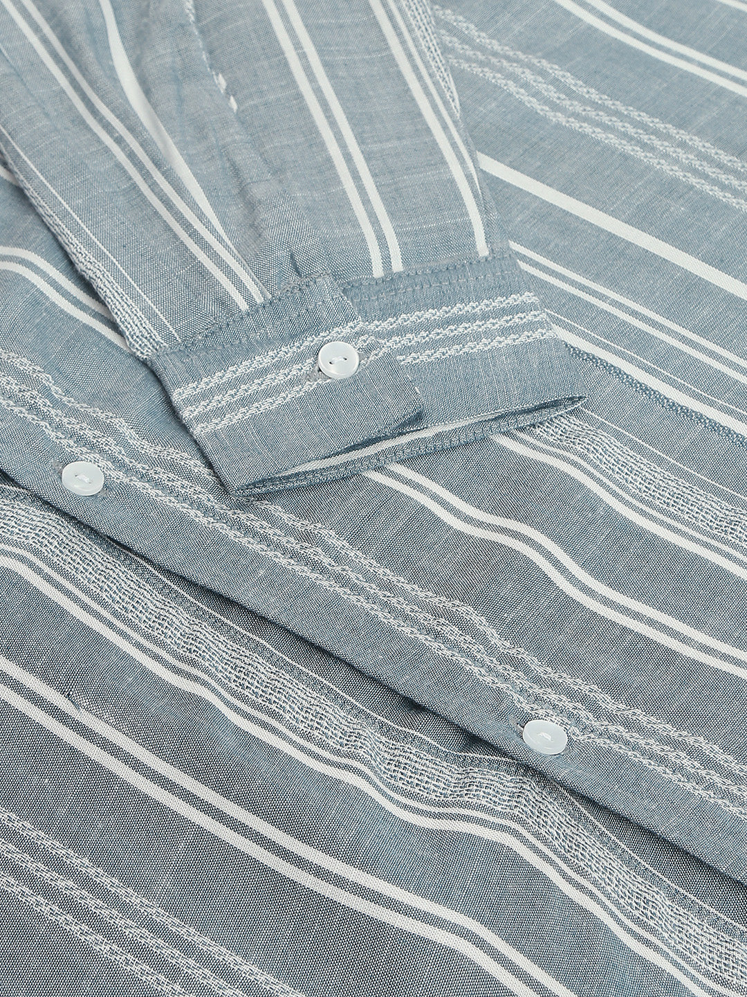 Blue & White Dobby Striped Oversized Shirt