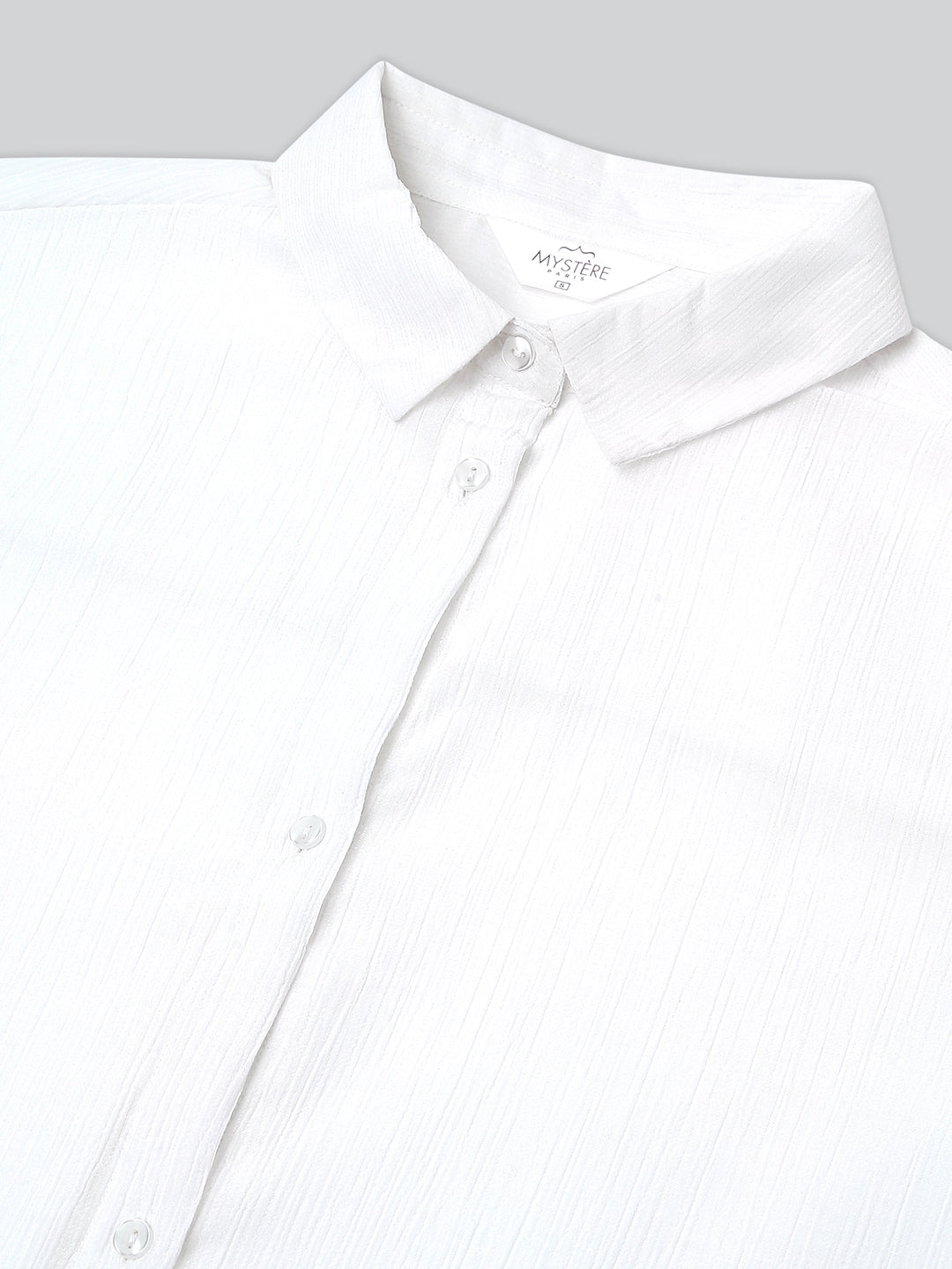 Glittery White Crinkled Oversized Shirt