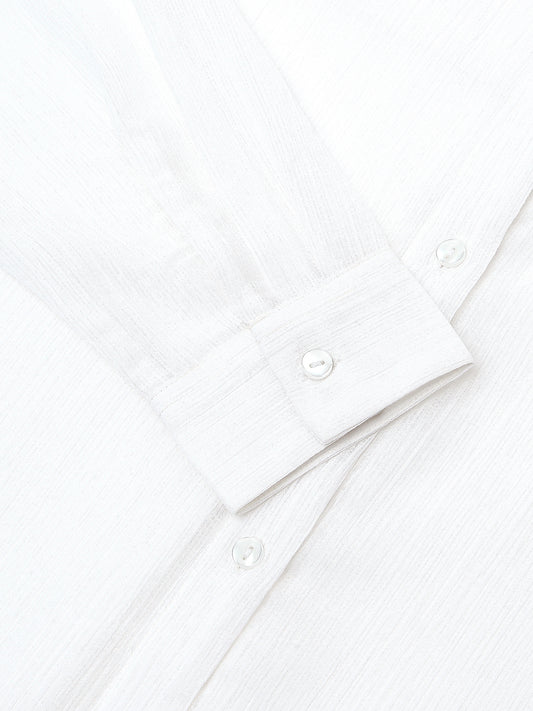 Glittery White Crinkled Oversized Shirt