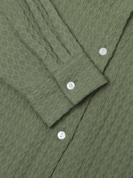 Fern Green Textured Oversized Shirt