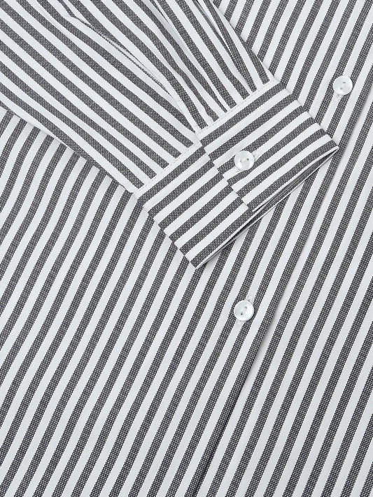 White & Navy Striped Oversized Shirt