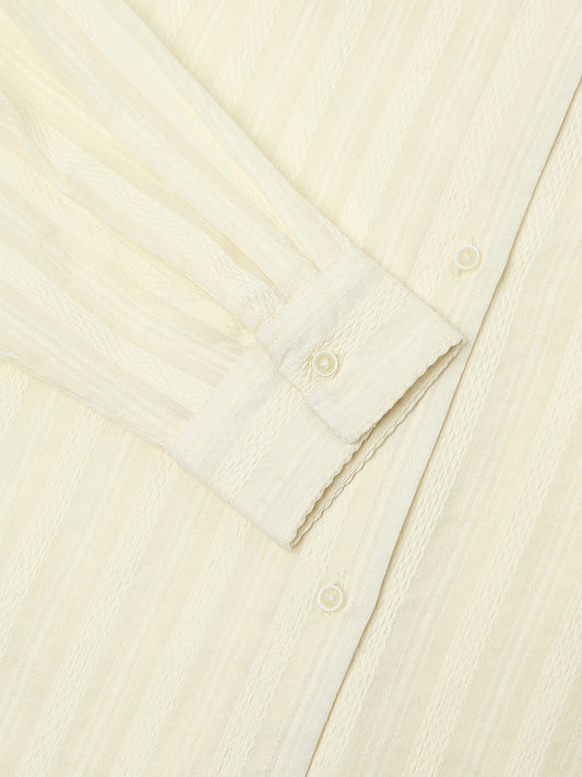 Bright Yellow Dobby Striped Oversized Shirt