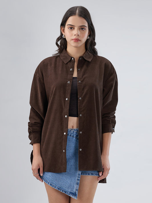 Mocha Brown Corduroy Oversized Shirt
