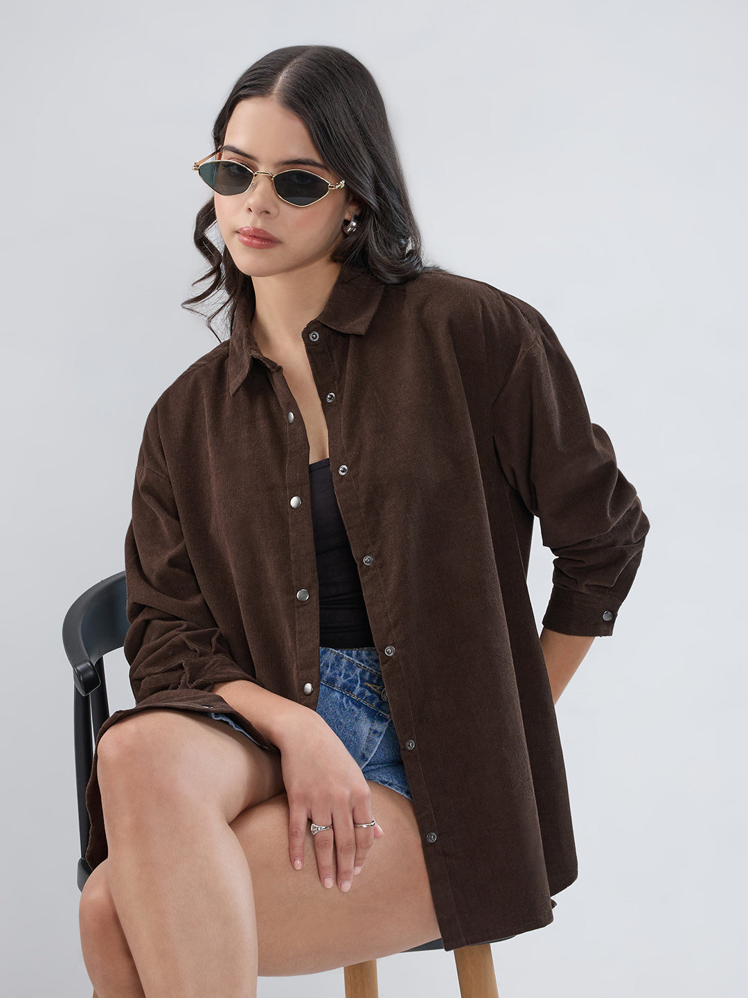 Mocha Brown Corduroy Oversized Shirt