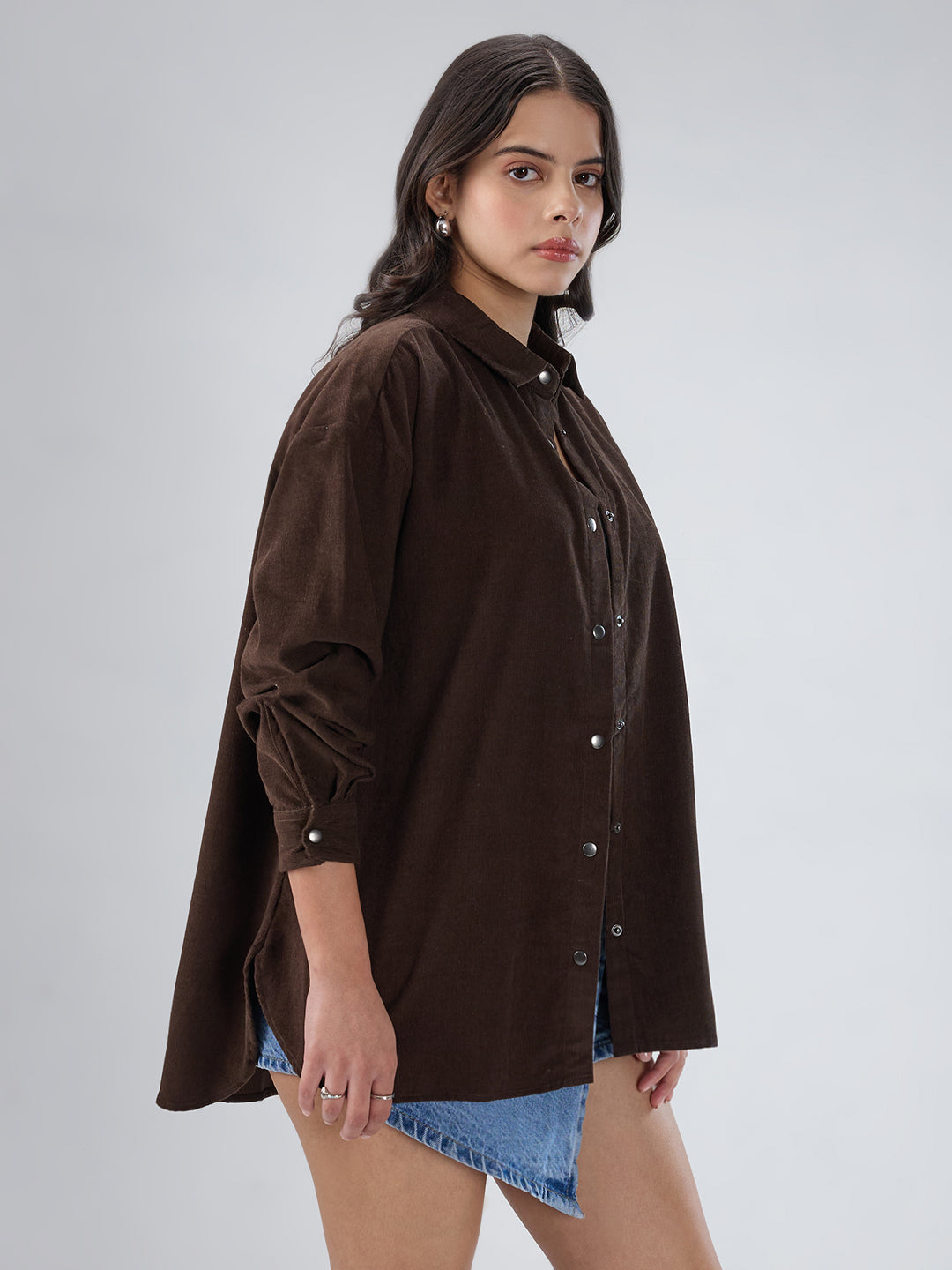 Mocha Brown Corduroy Oversized Shirt